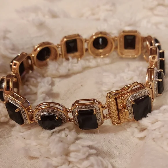 STS 925 INDIA Jewelry Gold 7 Sts 925 India Onyx Bracelet